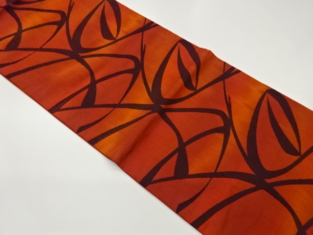 JAPANESE FUKURO OBI / TSUMUGI / WOVEN ABSTRACT WAVY STRIPE
